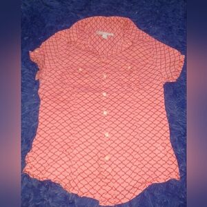 Old Navy Coral Button-Down Short Sleeve Shirt
